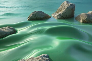 Tranquil Sea Green Abstract Shapes Background for Wellness and Retreat Interiors