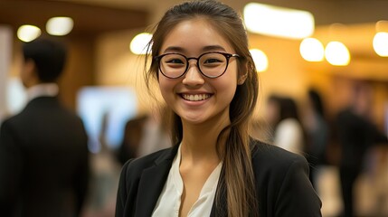 Ambitious University Student Engaging at a Vibrant Career Fair, Networking with Industry Recruiters for Promising Future Opportunities