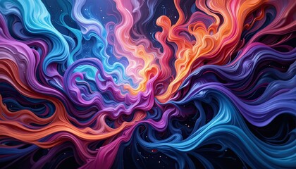 Dynamic color flow abstract art digital creation vibrant environment aerial view artistic concept