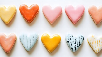 Fototapeta premium Pastel Heart-Shaped Macarons Sweet Treats, Delightful Valentine's Day