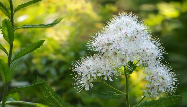 thalictrum pubescens a summer flowering plant with a white summertime flower stock photo gardening image