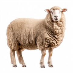 Fototapeta premium Captivating Sheep Portrait: Fluffy Wool and Coarse Coat in Rural Pasture - A Glimpse into Sustainable Animal Husbandry and Agriculture
