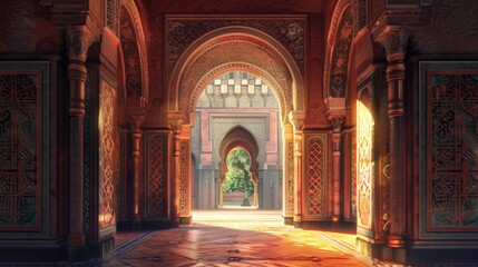 Obraz premium Stunning Moroccan architecture in warm sunlight