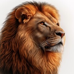 Naklejka premium Majestic Lion Portrait: Realistic Wildlife Artwork Capturing the King of the Jungle