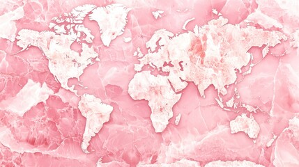 Fototapeta premium A soft pink watercolor world map featuring delicate outlines of continents, ideal for artistic or educational purposes.