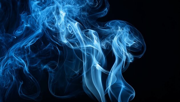blue smoke on black background photo
