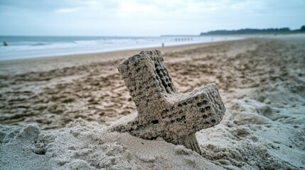 Beach Sandcastle Ruin  Ocean Shore  Seascape  Coastal Texture