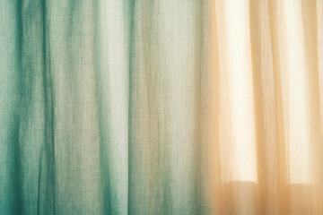 A set of curtains with a blue and yellow stripe