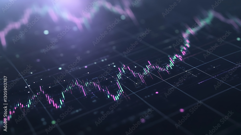 Leinwandbilder Futuristic AI-driven stock market analytics image featuring glowing elements for financial insights.