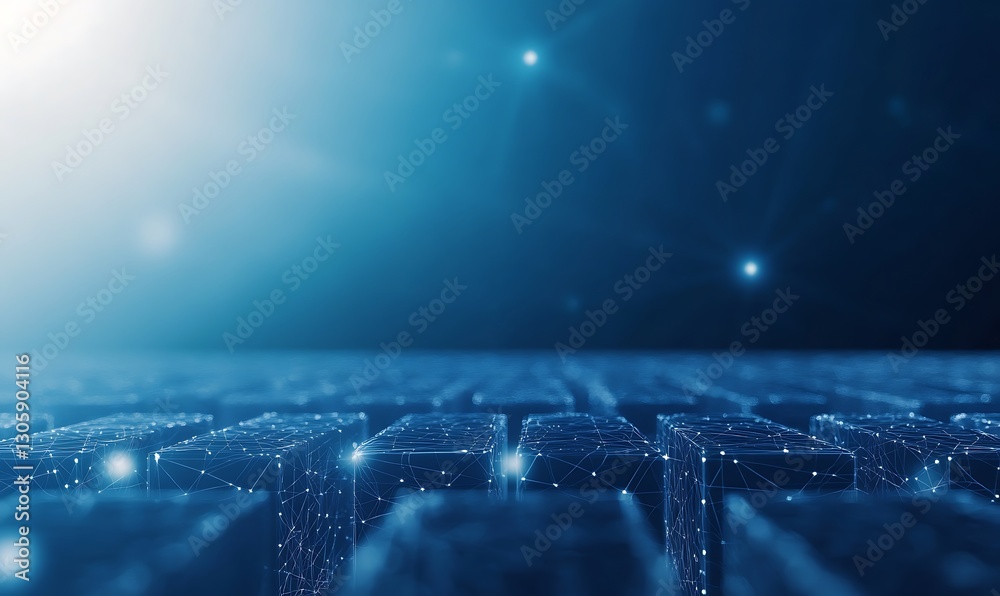 Poster AI-driven trade optimization image featuring a futuristic design with glowing elements.
