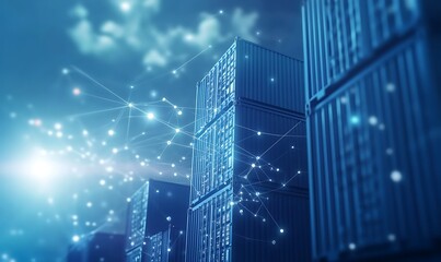 Futuristic AI trade optimization concept with glowing effects, showcasing advanced technology in commerce.