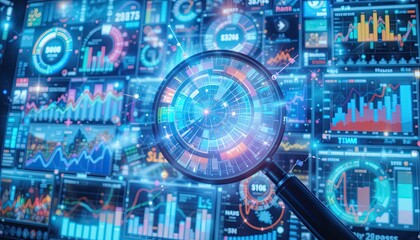 Data analysis visualization digital workspace infographic technology aerial view insights