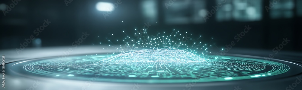 Aufkleber Futuristic AI financial advisor hologram image featuring innovative technology and finance concepts.