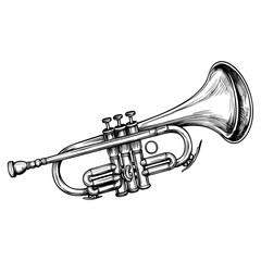 Trumpet black white line vector