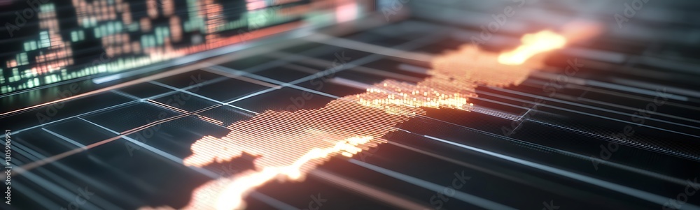 Aufkleber Futuristic AI trading system image featuring glowing algorithms and innovative technology.