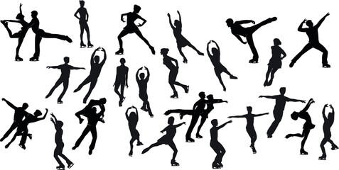 Figure skating woman sport silhouette stencil templates