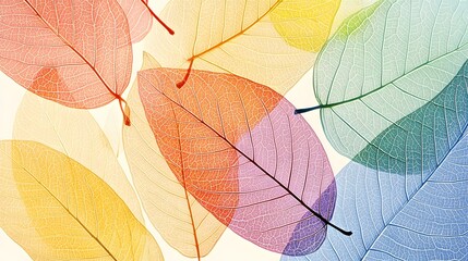 Obraz premium Vibrant Colorful Skeleton Leaves Abstract Background