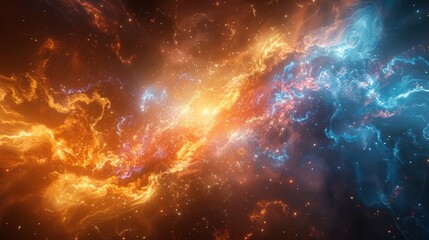 Obraz premium Cosmic clash of fire and ice nebulae