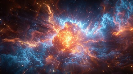 Fototapeta premium Cosmic energy clashing in nebula