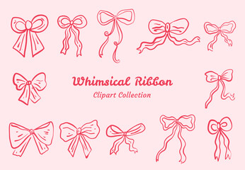 Bow Ribbon Illustration Set Classic Gift Theme Digital Clipart Design Bow Ribbon Illustration Set Perfect for Classic Gift Digital Clipart Design