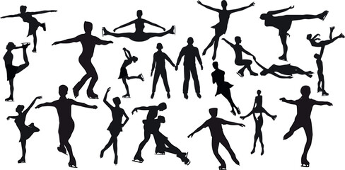 Figure skating woman sport silhouette stencil templates