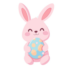 Pink bunny holding an Easter egg illustration easter pastel vector