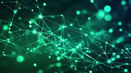Fototapeta premium Cyber-inspired futuristic background with neon green glowing connections and circuit-like structures. Advanced digital communication.