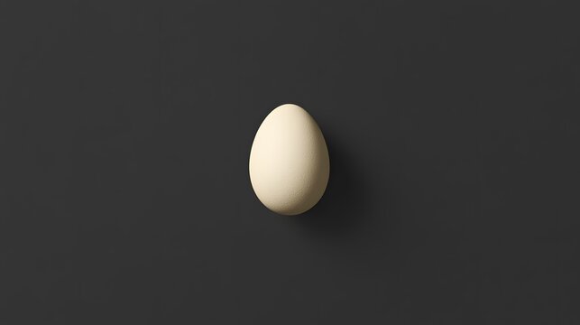 Single Beige Egg on Dark Background Minimalist Photography
