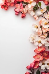 Beautiful background template made of Spring flowers.