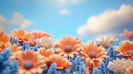 Beautiful colorful wild flowers in Spring.