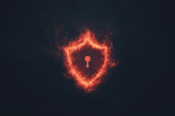 A glowing red lock on a dark background