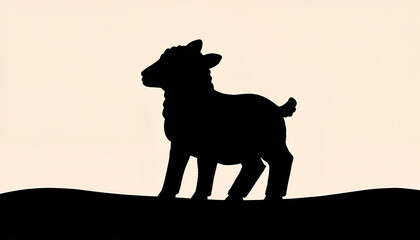 Black lamb silhouette, minimalist flat design, elegant Easter symbolism