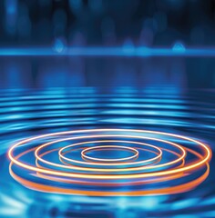 Fototapeta premium Abstract Representation of Quantum Gravity Waves in Vibrant Blue and Orange Colors