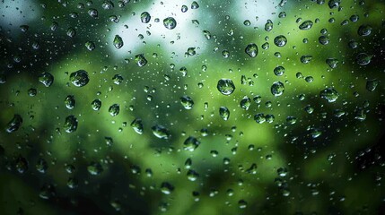 Rainy Day View Through Glass