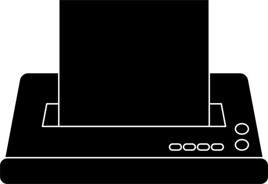 black printer with paper, simple design clip art preview