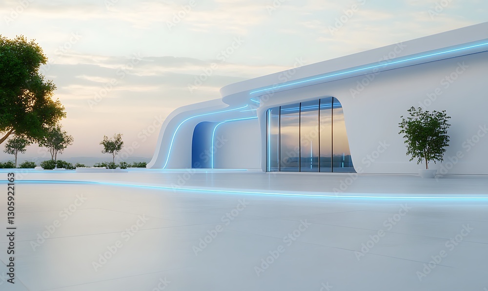 Aufkleber futuristic hydrogen storage facility concept featuring modern design in a high-resolution image.