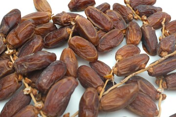 Dates Fruit  in white Background Full Frame Horizontal