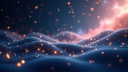 Sparkling Glittering Dark Blue Abstract Background Glowing Particles Digital Art Night Sky