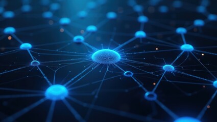Abstract Network Connection Glowing Blue Nodes and Interlinked Data Points