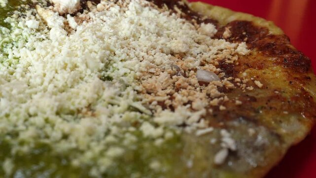 Memela Mexican food in Puebla, close up