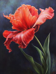 red poppy flower on black