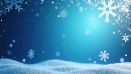 Winter Wonderland Background Falling Snowflakes on Snowy Landscape