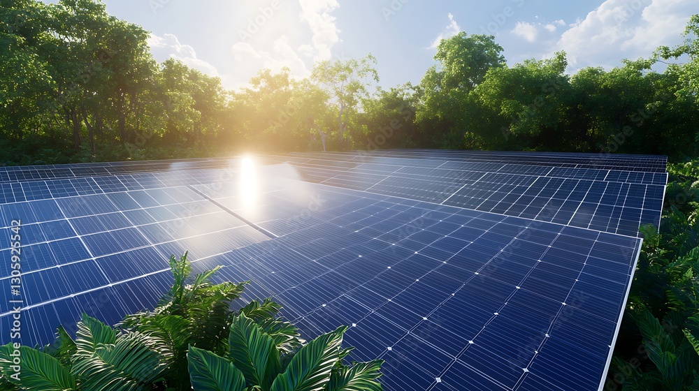 Leinwandbilder ahmadwahyuutomo776@gmail.com futuristic solar farm featuring vast panels reflecting sunlight in a se