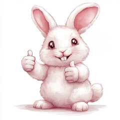 Fototapeta premium Happy cartoon rabbit giving motivational thumbs up in cheerful pose