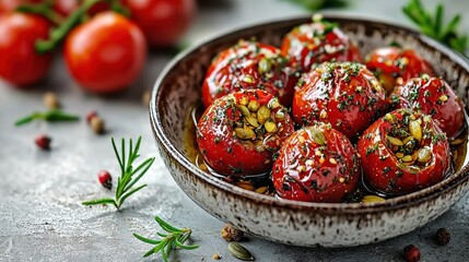 Stuffed Tomatoes in Bowl on Counter