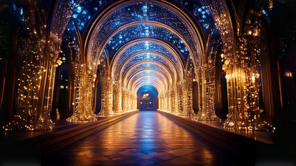 Fototapeta premium Illuminated Glass Archway of Elegance