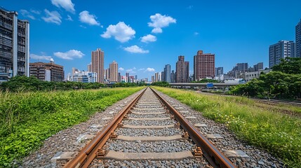 Naklejka premium Cityscape Railway Track Horizon