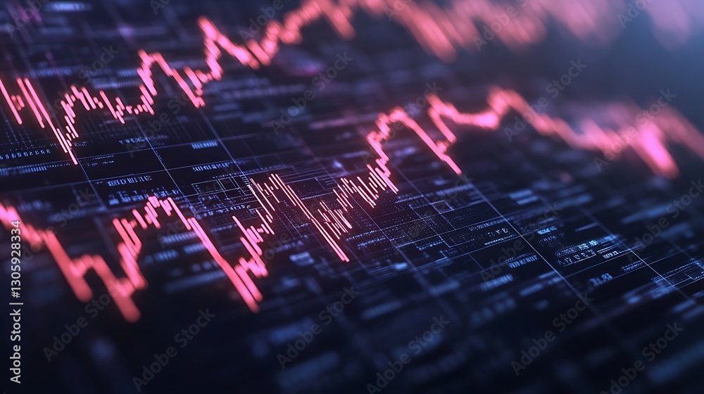 Poster ahmadwahyuutomo776@gmail.com Futuristic stock market visualization featuring cyber-enhanced design elements in an engaging graphic format.