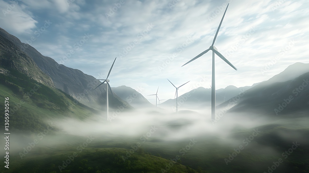 Leinwandbilder ahmadwahyuutomo776@gmail.com futuristic wind turbine farm showcasing innovative renewable energy tec