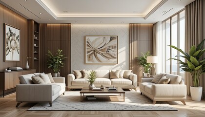 Elegant living room design modern home interior photography cozy atmosphere wide angle serenity